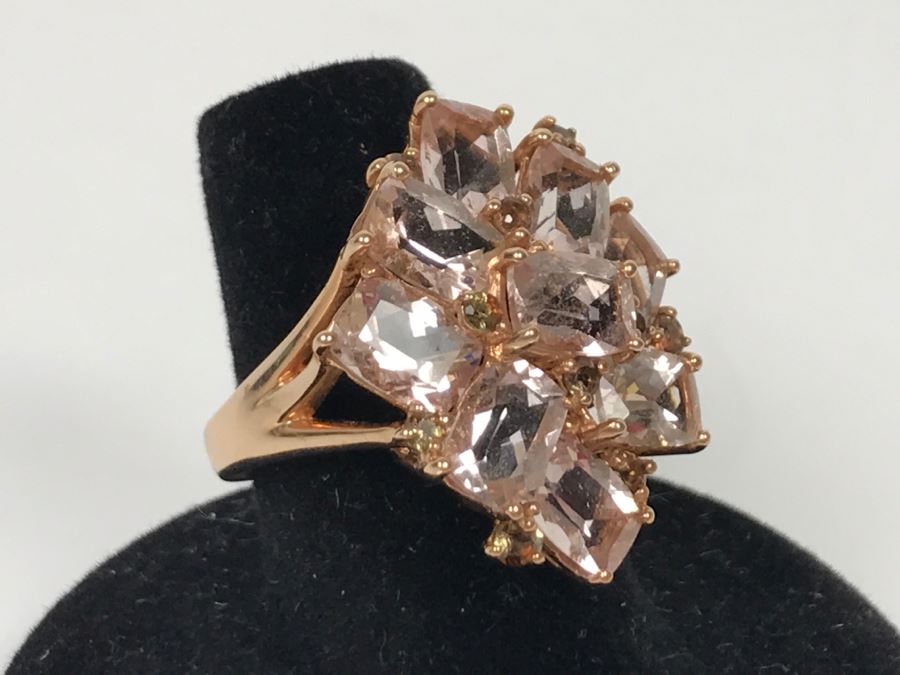 14K Yellow Gold Morganite Presumed Color Change Garnet Ring 7.6g Apx 7.5CTTW Morganites FMV $500 [Photo 5]