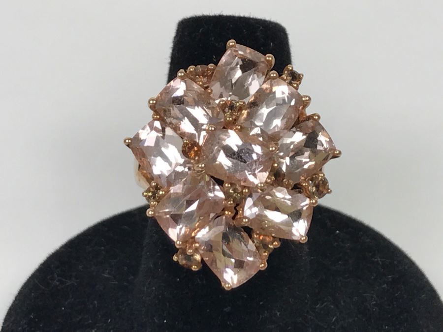 14K Yellow Gold Morganite Presumed Color Change Garnet Ring 7.6g Apx 7.5CTTW Morganites FMV $500 [Photo 2]