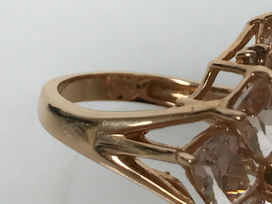 14K Yellow Gold Morganite Presumed Color Change Garnet Ring 7.6g Apx 7.5CTTW Morganites FMV $500 [Photo 17]