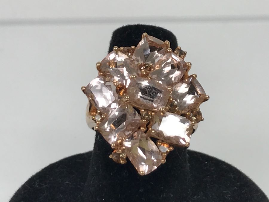 14K Yellow Gold Morganite Presumed Color Change Garnet Ring 7.6g Apx 7.5CTTW Morganites FMV $500 [Photo 3]