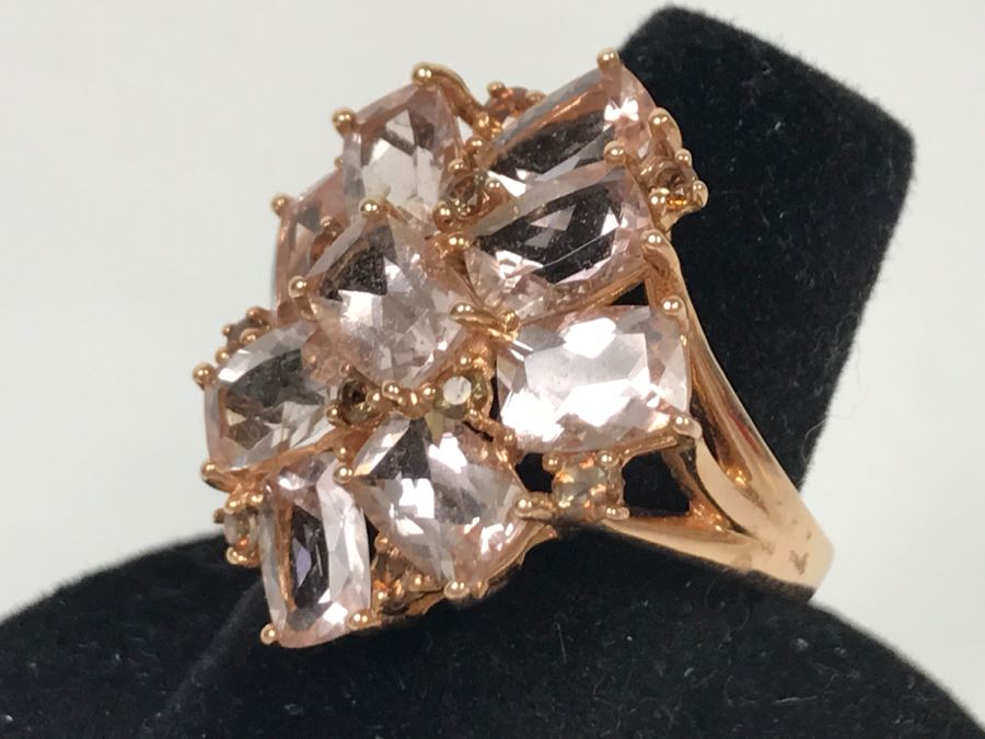 14K Yellow Gold Morganite Presumed Color Change Garnet Ring 7.6g Apx 7.5CTTW Morganites FMV $500 [Photo 10]