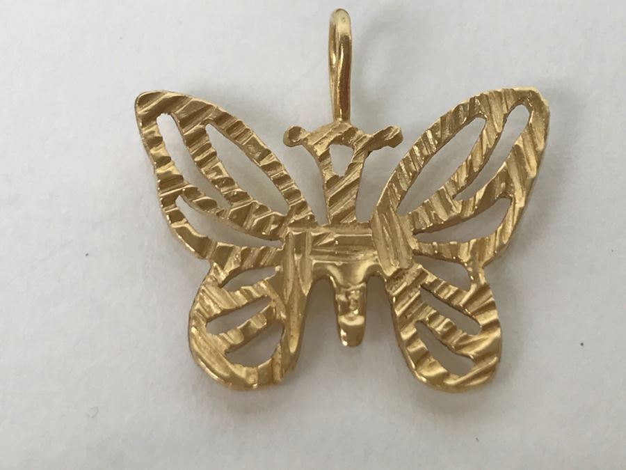 14K Yellow Gold Butterfly Pendant 1.5g [Photo 4]