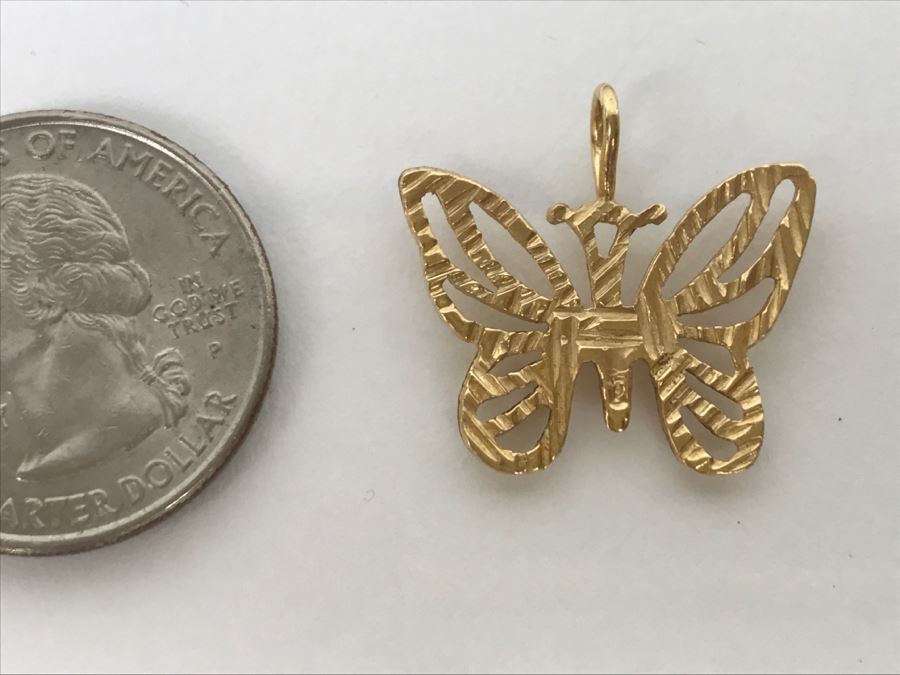 14K Yellow Gold Butterfly Pendant 1.5g [Photo 2]
