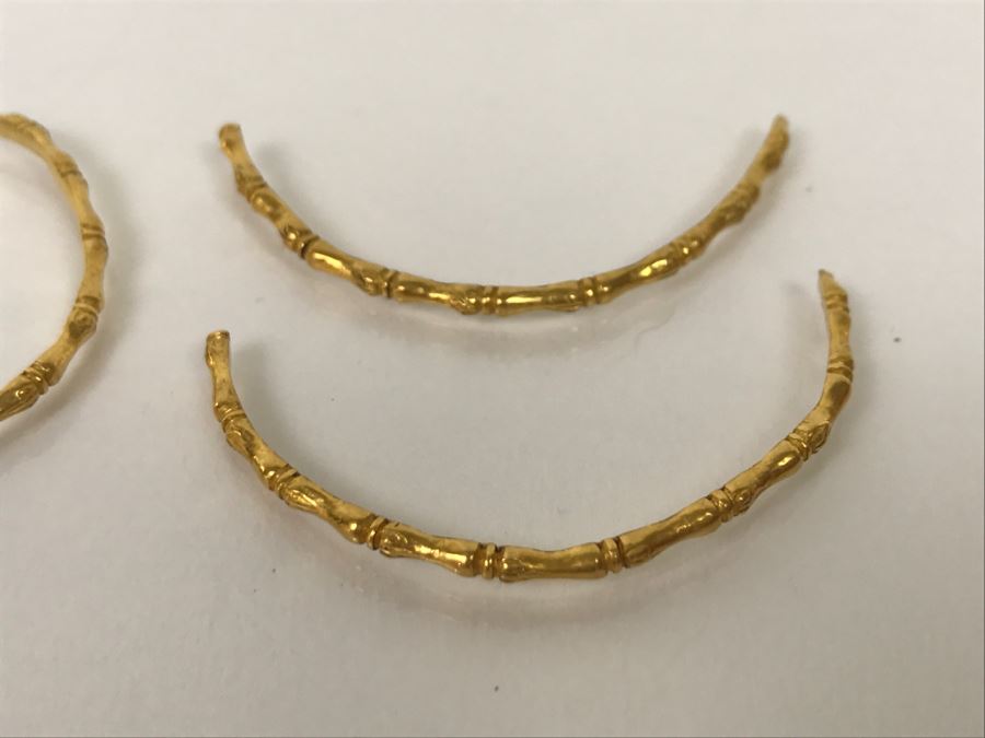 24K Yellow Gold Bamboo Bangle Bracelet And (1) Broken Bangle 15.2g Total Weight! Liquidation Value $600 [Photo 5]