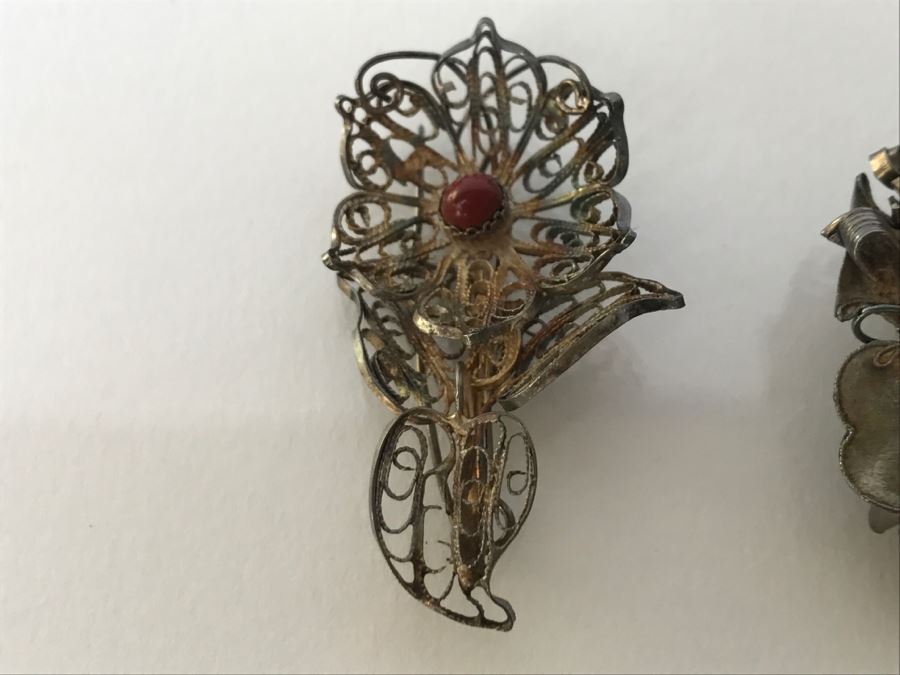 Vintage Silver Wire Hand Assembled Brooches Pins With Stones Dragon Serpent And Crab 21.9g [Photo 9]