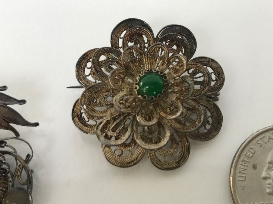 Vintage Silver Wire Hand Assembled Brooches Pins With Stones Dragon Serpent And Crab 21.9g [Photo 8]