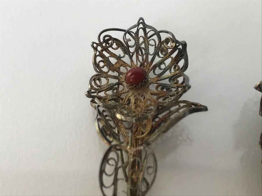 Vintage Silver Wire Hand Assembled Brooches Pins With Stones Dragon Serpent And Crab 21.9g [Photo 10]