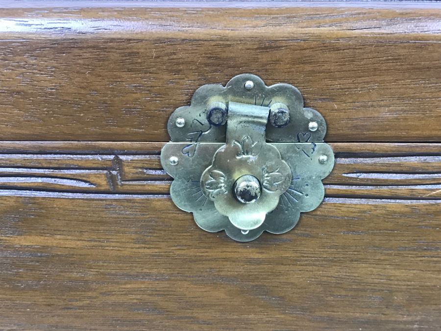 Vintage Asian Wooden Jewelry Box With Jewelry Including Sterling Silver And Turquoise See Photos [Photo 8]