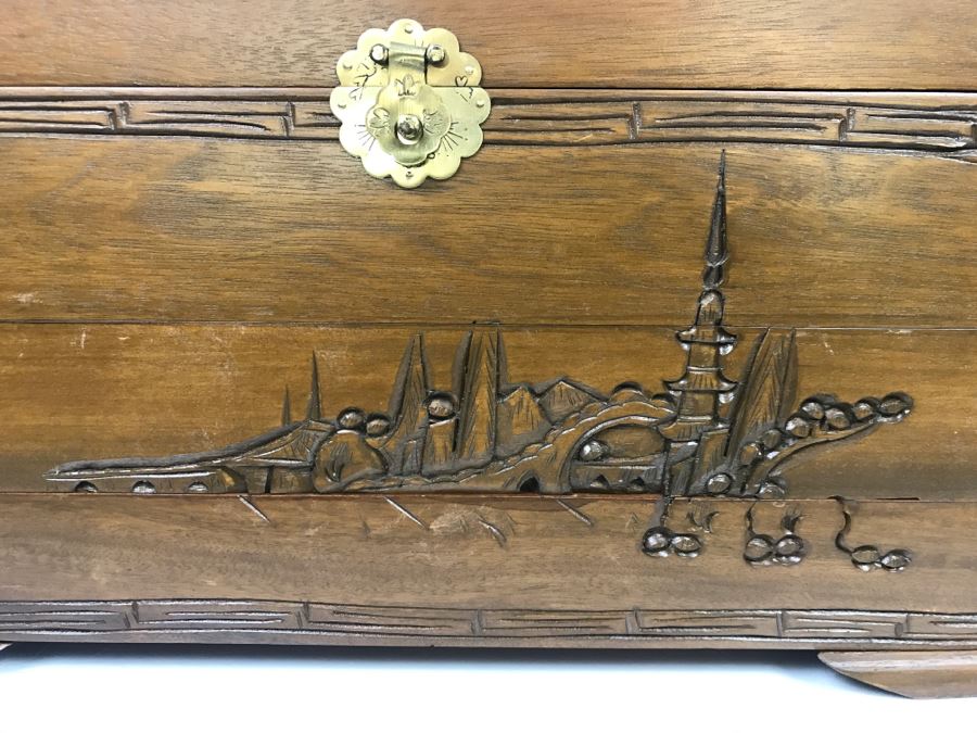 Vintage Asian Wooden Jewelry Box With Jewelry Including Sterling Silver And Turquoise See Photos [Photo 6]