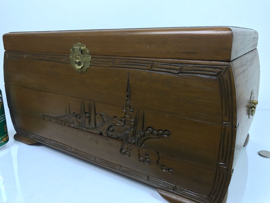 Vintage Asian Wooden Jewelry Box With Jewelry Including Sterling Silver And Turquoise See Photos [Photo 10]