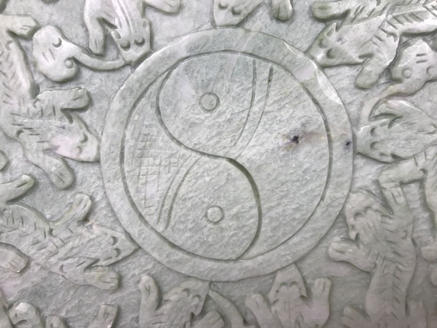 Double Sided Carved Green Stone Plaque With Stand [Photo 4]