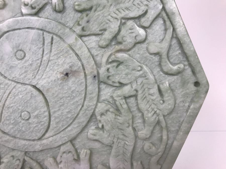 Double Sided Carved Green Stone Plaque With Stand [Photo 5]