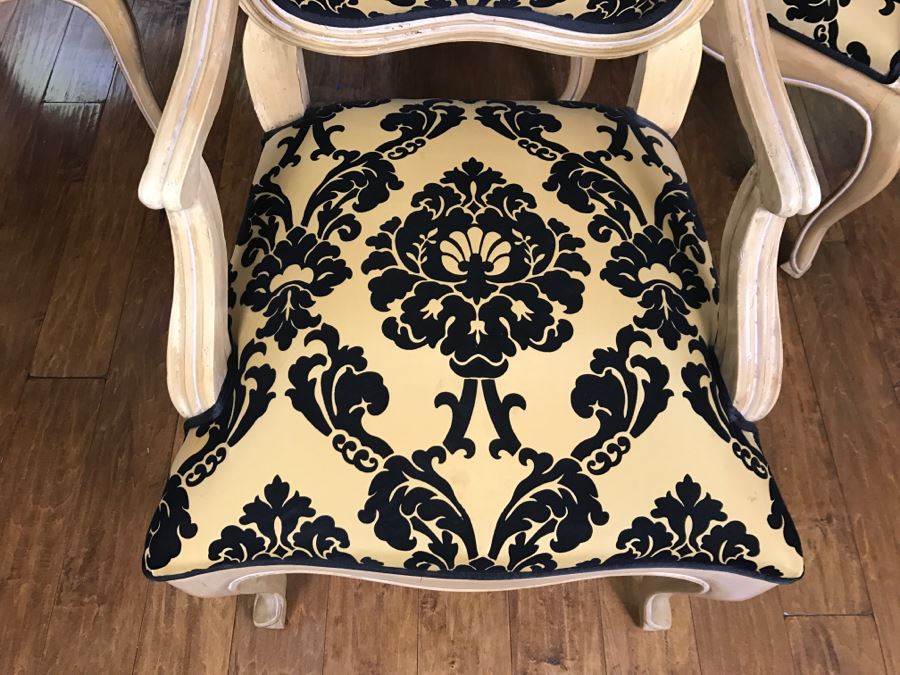 Set Of (6) KREISS Dining Chairs (2 Are Armchairs) With Round Marble Top Table And Marble Pedestal Base (Top Is Removable From Base) Estimate $2,000 [Photo 18]