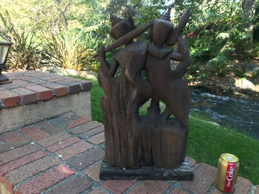Hand Carved Wooden Sculpture From The Far East 24'H X 14'H [Photo 10]