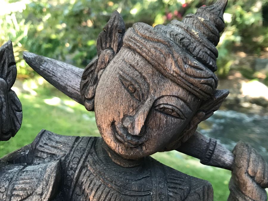 Hand Carved Wooden Sculpture From The Far East 24'H X 14'H [Photo 8]