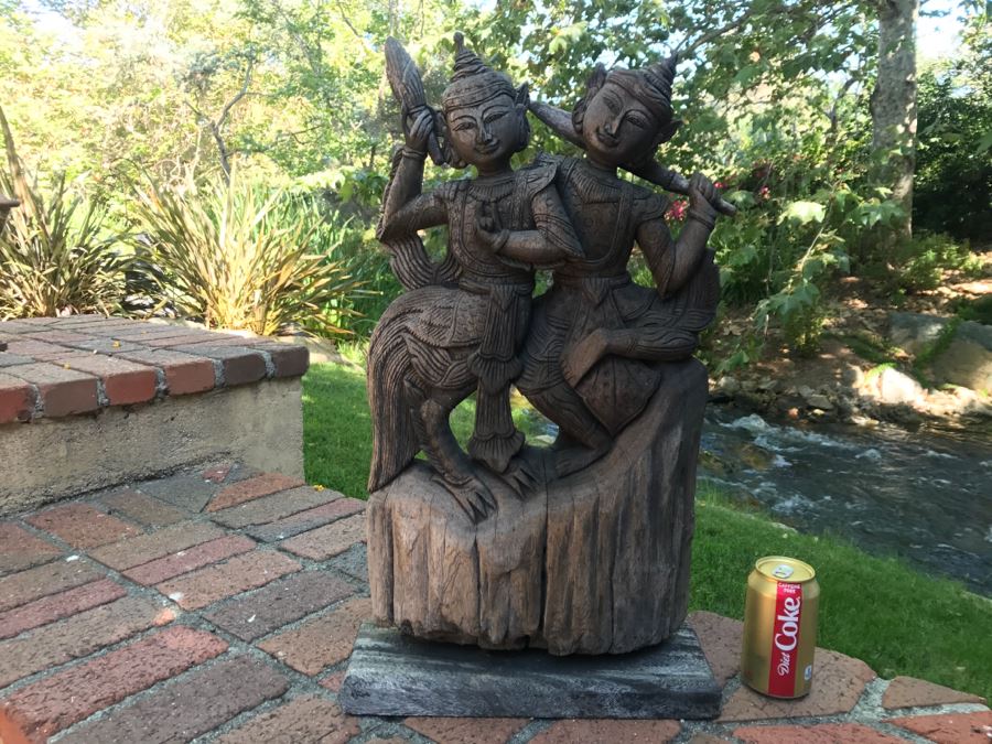 Hand Carved Wooden Sculpture From The Far East 24'H X 14'H [Photo 2]