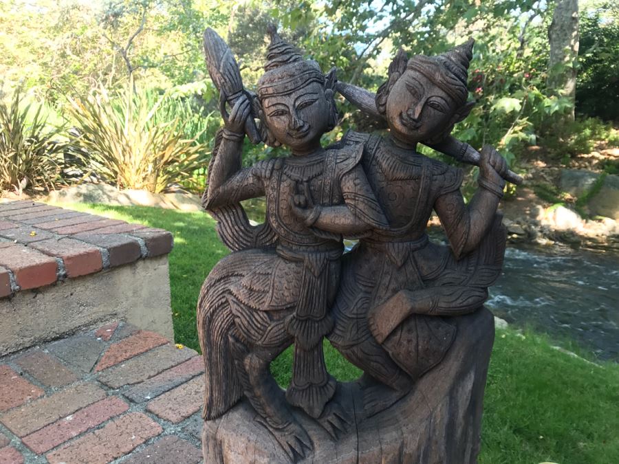 Hand Carved Wooden Sculpture From The Far East 24'H X 14'H [Photo 4]