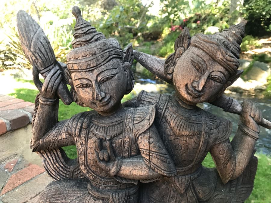 Hand Carved Wooden Sculpture From The Far East 24'H X 14'H [Photo 6]