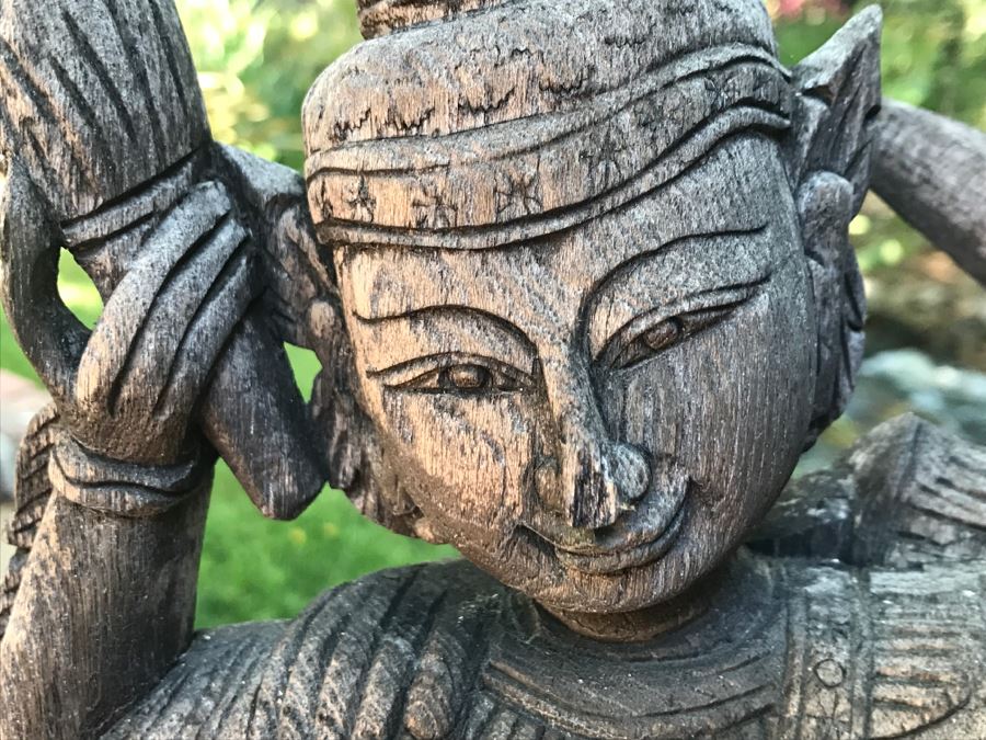 Hand Carved Wooden Sculpture From The Far East 24'H X 14'H [Photo 7]