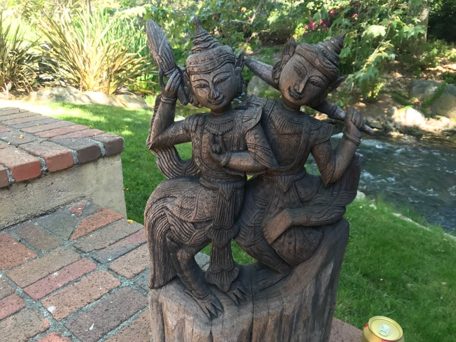 Hand Carved Wooden Sculpture From The Far East 24'H X 14'H [Photo 3]