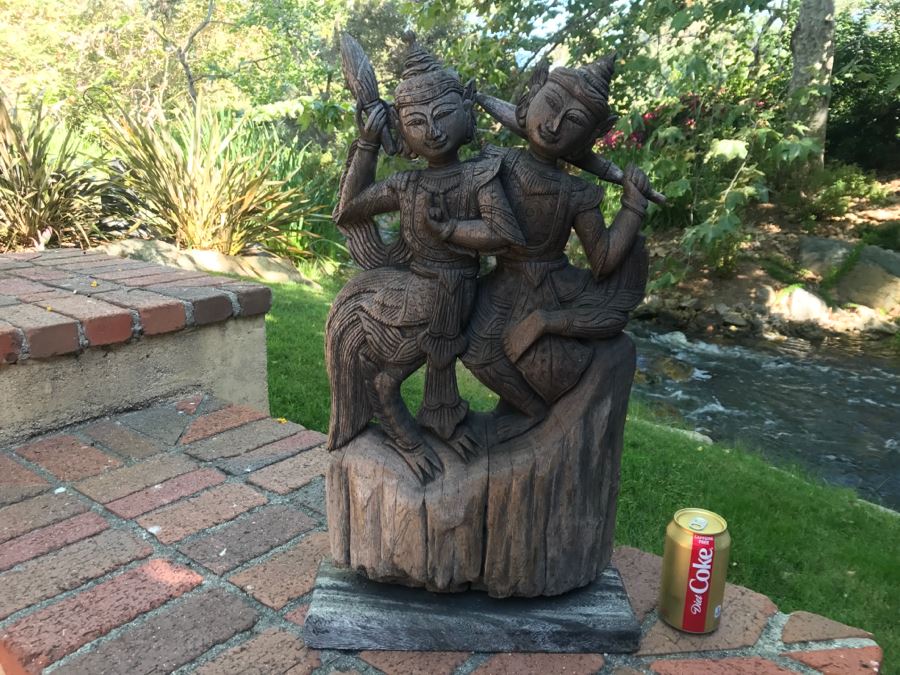 Hand Carved Wooden Sculpture From The Far East 24'H X 14'H [Photo 12]