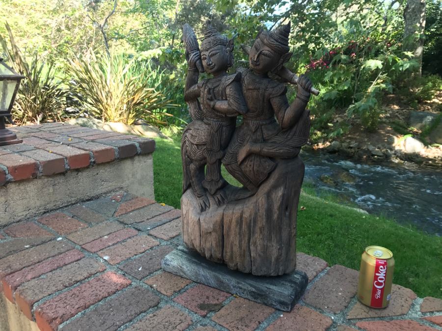 Hand Carved Wooden Sculpture From The Far East 24'H X 14'H [Photo 11]