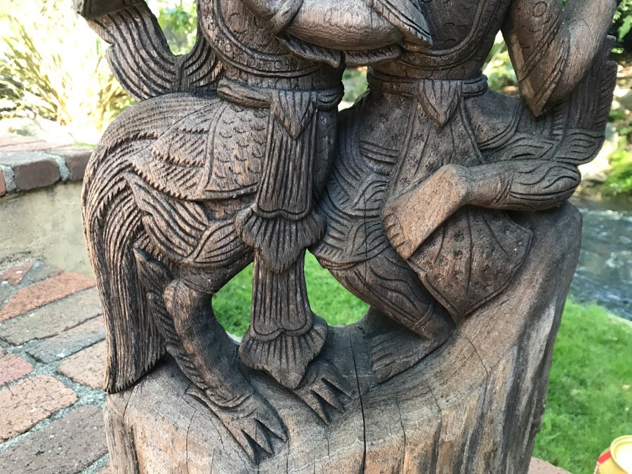 Hand Carved Wooden Sculpture From The Far East 24'H X 14'H [Photo 5]