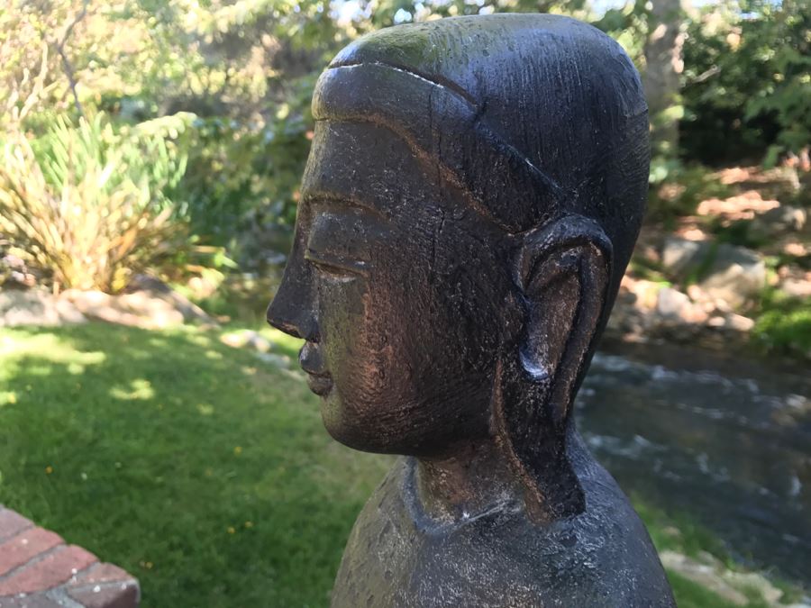  Large Hand Carved Wooden Begging Buddha Statue 40'H [Photo 17]