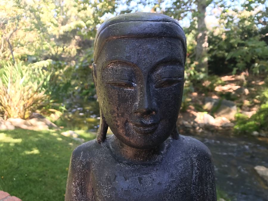  Large Hand Carved Wooden Begging Buddha Statue 40'H [Photo 6]