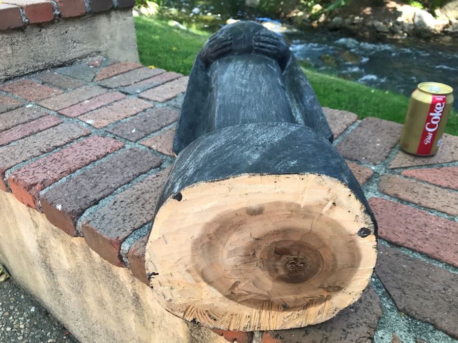  Large Hand Carved Wooden Begging Buddha Statue 40'H [Photo 2]