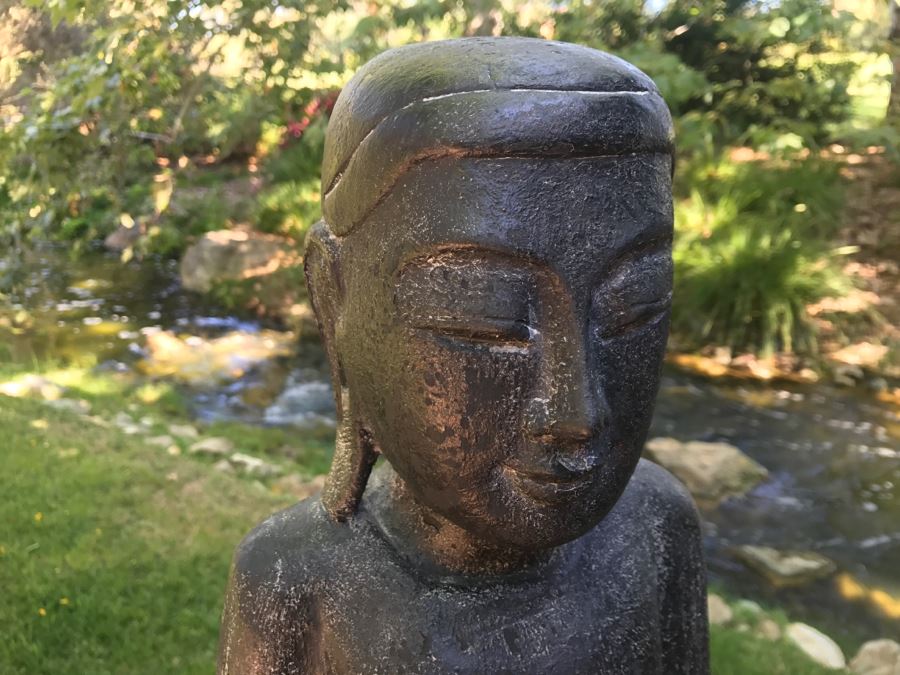  Large Hand Carved Wooden Begging Buddha Statue 40'H [Photo 7]