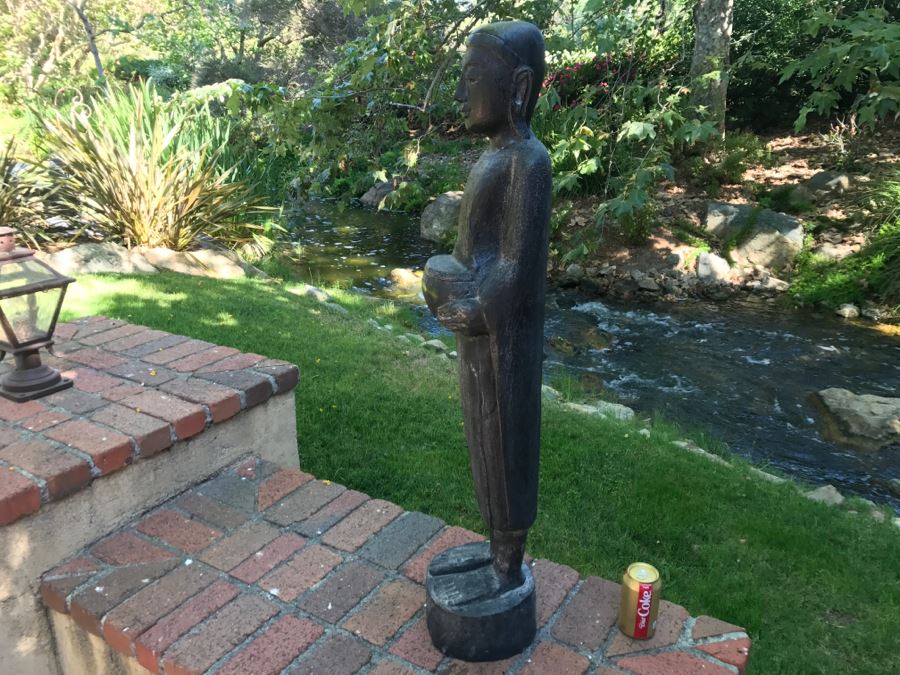  Large Hand Carved Wooden Begging Buddha Statue 40'H [Photo 16]