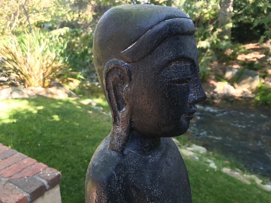  Large Hand Carved Wooden Begging Buddha Statue 40'H [Photo 14]