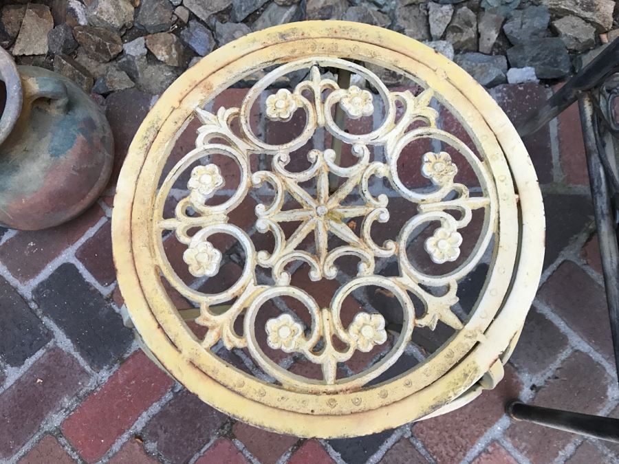 Outdoor Metal Bench And Metal Wrought Iron Side Table [Photo 8]