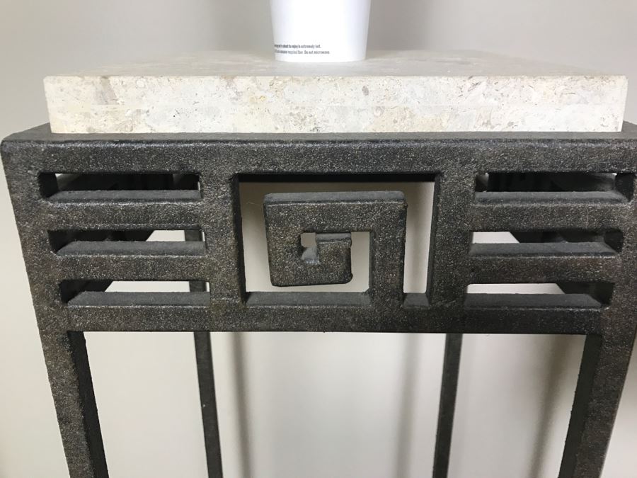 Pair Of Metal And Fossil Stone Pedestal Tables By Casa Bique Ltd Estimate $1,000-$2,000 [Photo 8]