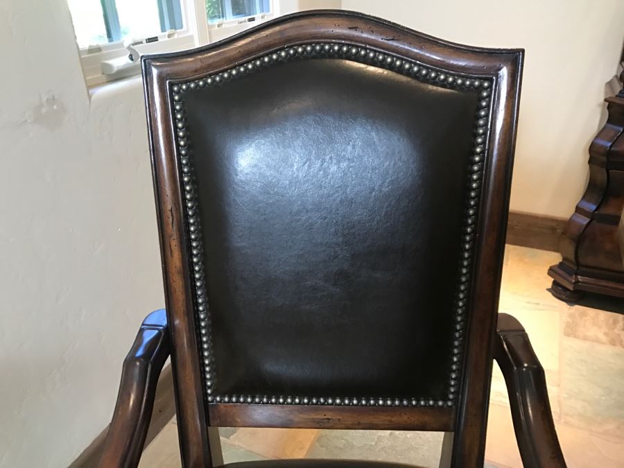 Set Of (6) Wooden Dining Chairs With Brass Nailheads (2 Are Armchairs) By Hooker Furniture - Table Not Included Estimate $600 [Photo 7]
