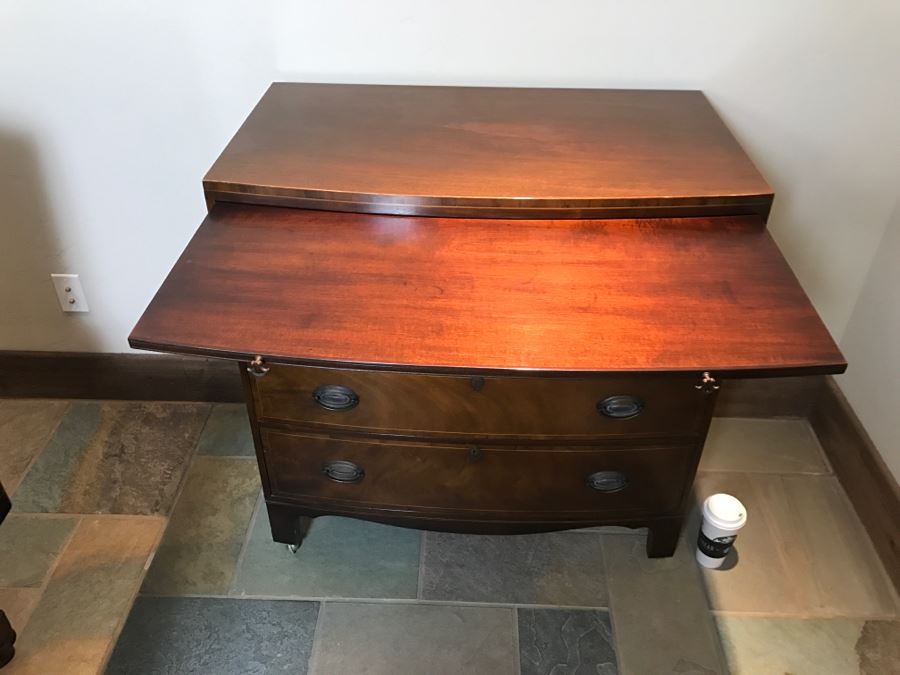 Vintage BAKER Furniture Bowfront Chest Of Drawers On Casters Estimate $1,000 [Photo 3]