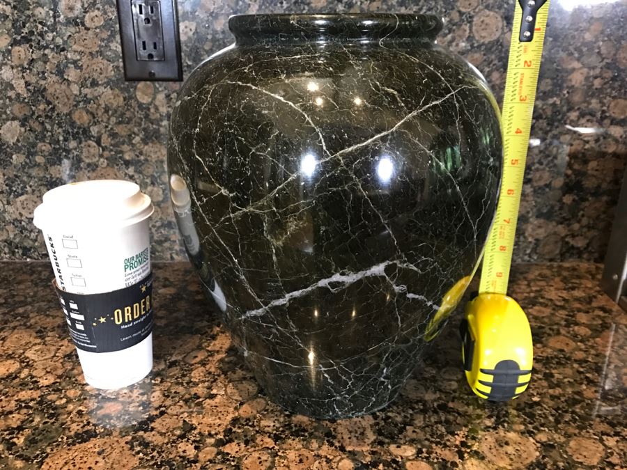 Large 9' Turned Black Marble Vase [Photo 3]