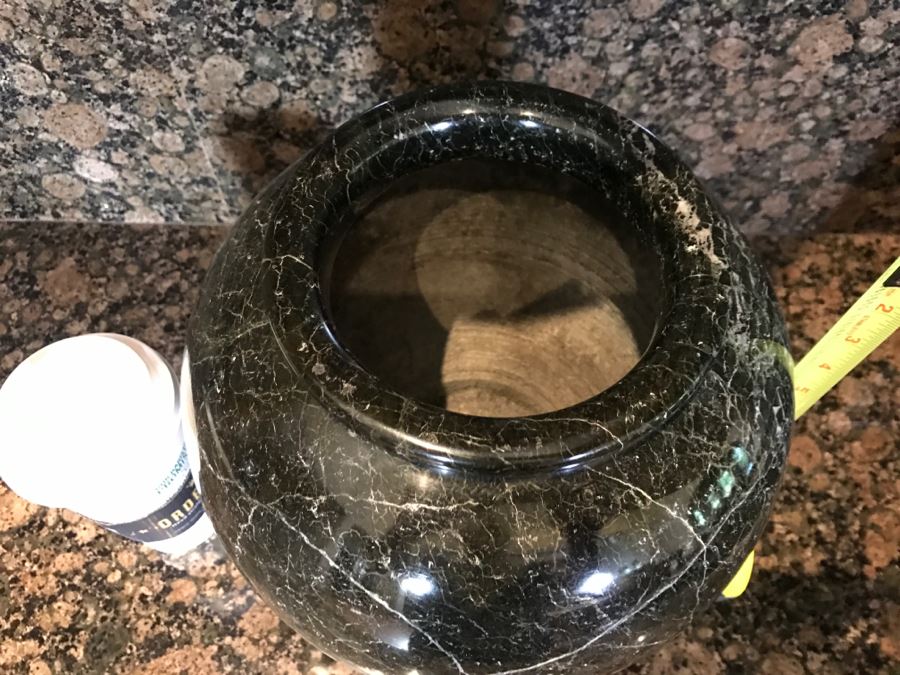 Large 9' Turned Black Marble Vase [Photo 5]