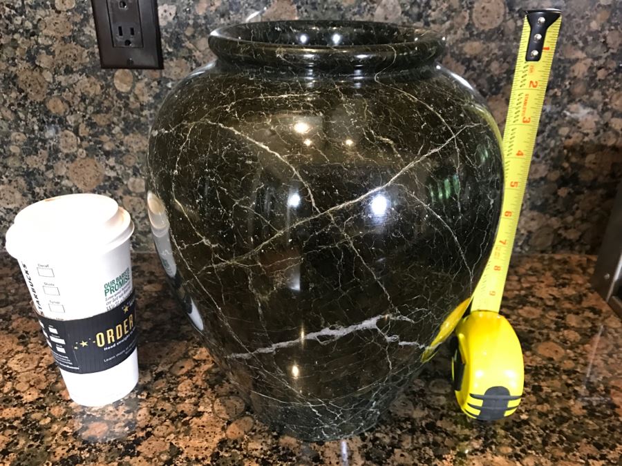 Large 9' Turned Black Marble Vase [Photo 4]