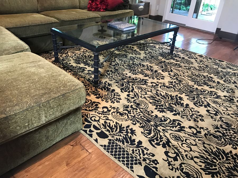 Large Tan And Black Wool Area Rug [Photo 6]