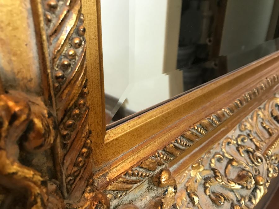 Large Ornate Gilded Beveled Glass Wall Mirror - Much Bigger In Person - Almost Takes Up Entire Wall [Photo 13]