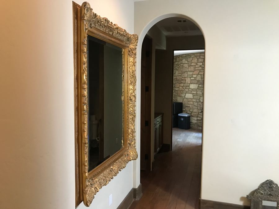 Large Ornate Gilded Beveled Glass Wall Mirror - Much Bigger In Person - Almost Takes Up Entire Wall [Photo 10]
