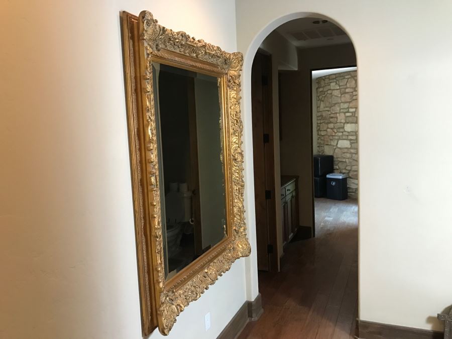 Large Ornate Gilded Beveled Glass Wall Mirror - Much Bigger In Person - Almost Takes Up Entire Wall [Photo 9]