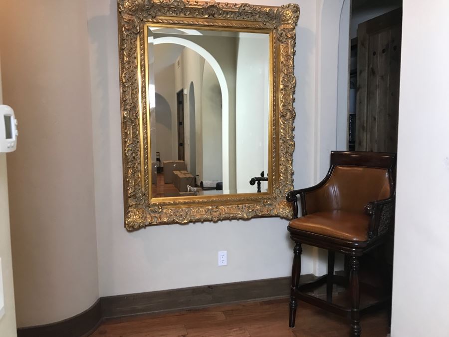 Large Ornate Gilded Beveled Glass Wall Mirror - Much Bigger In Person - Almost Takes Up Entire Wall [Photo 5]
