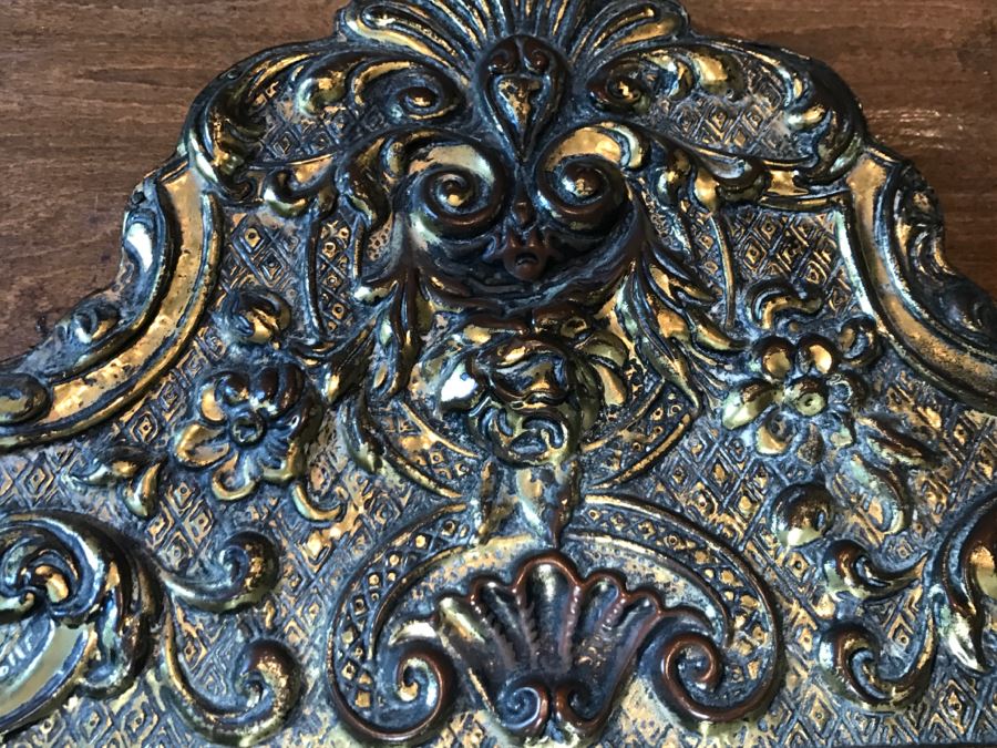 Vintage Hammered Brass Wall Mirror [Photo 7]