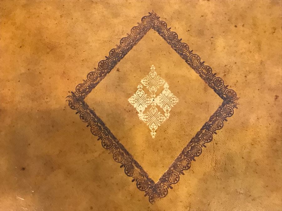 Maitland-Smith Gold Tone Leather Top Desk With Book Motif Estimate $1,000-$2,000 [Photo 7]