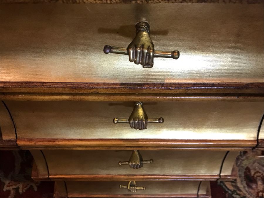 Maitland-Smith Gold Tone Leather Top Desk With Book Motif Estimate $1,000-$2,000 [Photo 9]