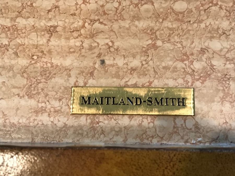 Maitland-Smith Gold Tone Leather Top Desk With Book Motif Estimate $1,000-$2,000 [Photo 12]