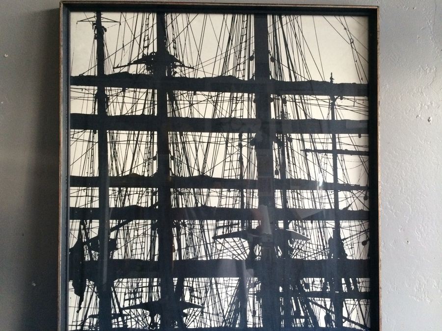 Vintage Framed Ship Rigging B&W Print [Photo 3]